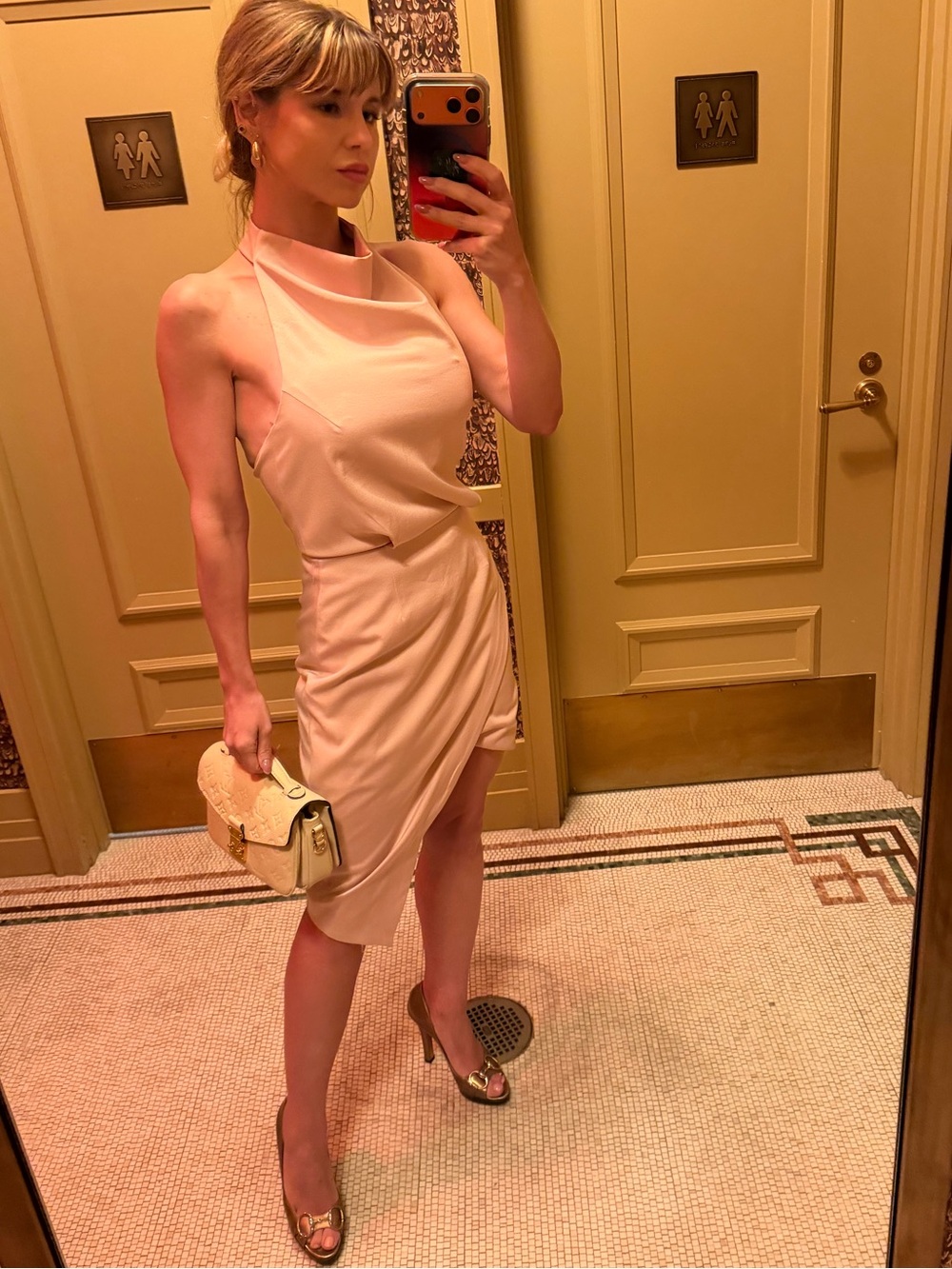 ELLIATT Asymmetric Satin “Camo” Cocktail Dress - Light Pink - XS